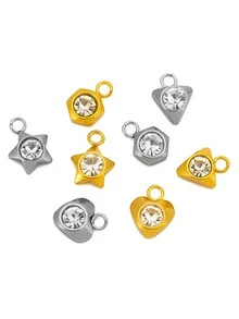 10/20 chiếc mặt dây chuyền nhỏ hình trái tim, ngôi sao, hoa mai bằng thép không gỉ đính đá, dùng để tự làm vòng cổ, bông tai. Phụ kiện trang sức - Hình học - Xem 1