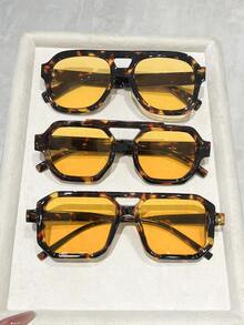 1/3pcs Retro Square Frame Glasses For Women, Vintage Style Eyewear For Travel, Beach, Halloween Decoration - Multicolor - View 28