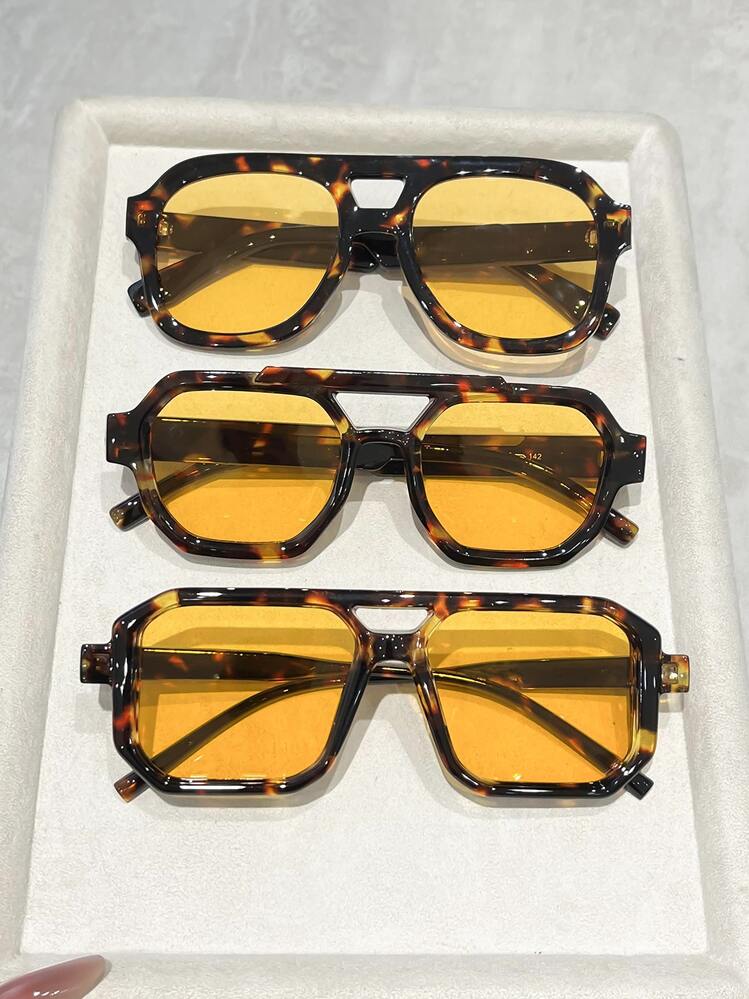 1/3 piezas Gafas con marco cuadrado retro para mujeres, gafas de estilo vintage para viajes, playa, decoración de Halloween - Multicolor - Añade 28