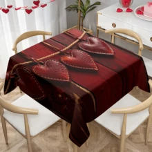 1/20pcs Valentine's Day Tablecloth, Romantic Heart Pattern, Red Leather Style Decorative Tablecloth, Suitable For Restaurant, Wedding, Couple Anniversary Dinner, Home Decor, Kitchen, Valentine's Day Decoration, Ideal Home Decor Gift