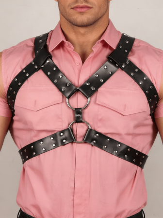 男士皮质胸背带 男同性恋恋物癖异域风情服装 朋克变装服饰 1件装