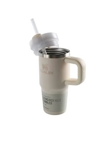 STANLEY - The  H2.0 ™ Tumbler 14 Oz Premium Stainless Steel Bottle Insulated Mug Sippy Cup Portable Water Bottle Large-Capacity Coffee Cup Water Cup With Handle And Straw, For Travel, Home, Office, Gift, Ice Drinks And Hot Drinks 10-12818 Christmas Gift New Year Gift 10-12818-013 - 1213 奶油 2.0 - 查看 2