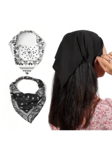 1 件/2 件带防滑带三角围巾吸汗，女式头巾防紫外线颈部保护透气吸汗巾女士多功能发饰，头巾秋冬女式头带发带发饰女士度假装 - 彩色 - 查看 5