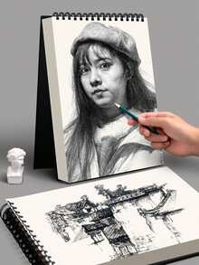 1pc 30 Sheets Spiral-Bound Sketchbook Hot Sketchbook For Artists Blank Spiral Notebook, Sketch Book A3 A4 A5 School Notebook, Notebook With Spiral, Adult Beginner Artist Halloween/Christmas/New Year's Day/Easter Gift