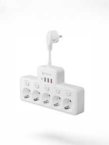 9-In-1 Multi Switch Extension Outlet European Power Strip, 5 AC Outlets(AC Output With Independent Switch) & 2 USB & 2 Type-C, 5 Switch Extension Power Strip Suitable For Home, Office, Company, Travel, Computer - EU F Type Plug(220-240V) - View 14