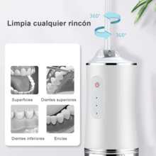 Irrigador bucal eléctrico portátil, con limpieza multiángulo para el cuidado bucal diario y la higiene interdental. Tres ajustes de presión de agua se adaptan a diferentes necesidades, mientras que los chorros pulsados de alta presión eliminan eficazmente la placa. Su diseño compacto garantiza una fácil portabilidad. - Blanco - Ver 6
