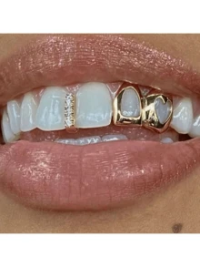 2 pièces Grillz à dents en strass creux, bijoux de dents style hip-hop, cadeau de fête de mode unisexe - Multicolore - Voir 5