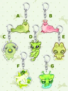 1PC Acrylic Alien-Themed Animal Keychain: Cute Alien Cat Keychain / E.T. Cat Keychain / Alien Seal Keychain / Alien Shark Keychain / Crying Cat. Perfect For Boyfriends, Girlfriends, Or Family Members. Friendship Keychain / Women's Keychain / Bag Charm / Christmas Gift. - Multicolor - View 9