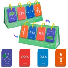 Conjunto de 104 peças interativas de flip chart para matemática: frações, decimais e porcentagens. Material didático e manipulável para crianças de 3 a 6 anos. Recursos para ensino domiciliar e em sala de aula, treinamento de raciocínio matemático, auxílio para professores (formas e cores sortidas aleatoriamente). - Multicolorido - Ver 2