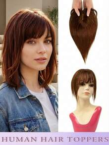 8-14英寸优雅直刘海假发，男女通用成人款，灰金色，适合头发稀疏者，夹式接发片，增加发量和遮盖度，自然逼真。 - 彩色 - 查看 13