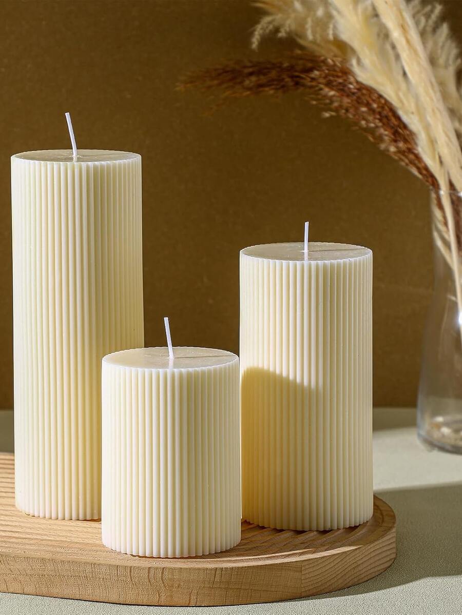 Nordic Style Striped Decorative Candles, Retro High-End Cylindrical Scented Candles, Wedding Decorative Candles, Romantic Atmosphere Candles, Decorative Candles, Home Candlestick Decorations, Wedding Candles, Scented Candles, Female Gifts,Valentine's Day Gifts - Multicolor - View 1