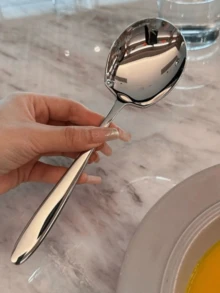 1pc Dining Spoon, Dining Utensils, Easy To Clean, Large Spoon Body Capacity, Easy To Operate When Eating Separately. Public Tableware Used For Dinner Parties, Banquets And Other Scenes, To Avoid Direct Contact Between Personal Tableware And Dishes - Multicolor - View 7