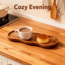 1pc Unique Oval Shaped Wooden Tray - Multipurpose Food Serving Tray, Platter, Display Tray, Decorative Tray, Coffee Table Tray, Perfect For Serving, Elegant Tableware, Decorative Plate, Handmade Tray, Dining Service Gift, Kitchen Supplies, Home Decor, All Season