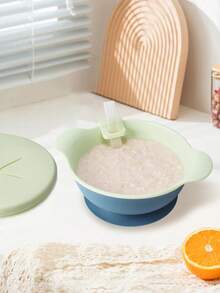 KUNT 1 pieza Conjunto de tazón de silicona para bebé con 3 en 1 con pajita, apto para alimentar sopa y comida complementaria