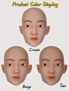 Silicone Mask Full Makeup Cosplay Head Mask Beauty Mask Silicone Crossdresser Head-Mounted Beautiful Exquisite Makeup Mask With Realistic Skin Texture For Halloween, Masquerade Party,Cosplay,Cross-Dressing,Transgender, - Multicolor - View 3