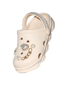 HOEASE Girls' Casual Bright Color Clog Shoes, Breathable Lightweight Beach Pool Gardening Shoes, Convenient Slip-On Sandals For All Seasons - Beige - View 4