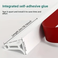 1 Piece, 2m/78.74inch Self-Adhesive Bathroom Waterproof Strip, Flexible Dry And Wet Separation Strip, Kitchen Countertop Splash Guard, Suitable For Bathroom/Toilet/Kitchen, Classic Color, Easy To Install, Household Product - Multicolor - View 2