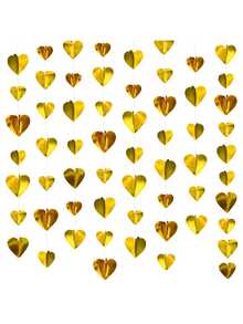 12个情人节纸拉花装饰品，金色/红色心形挂饰，适用于情人节、婚礼装饰 - 彩色 - 查看 3