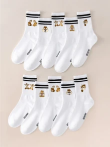 Disney 1/5/10 Pairs Women's Chip 'n' Dale Cartoon Mid-Calf Socks Squirrel Cartoon Socks White Based Soft Elastic Fit Retro Sport Style Women's Socks Easter/Summer/Women's Socks/White Socks Black Double Stripe Long Socks Holiday Limited Cute Cartoon Fun Mid-Calf Socks Simple Versatile Gift Socks Girly Student Sport Long Socks. Pride Month, Labor Day, Children's Day - Multicolor - View 16