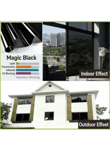 Pellicola adesiva per finestre argento unidirezionale, privacy di giorno, controllo del calore, anti-UV, effetto specchio, adesiva statica per vetri - Multicolore - Visualizzare 15