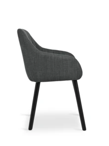 Goeurvant Modern Vertical-Stripe Upholstered Dining Chairs With Armrests And Solid Wood Legs For Dining Room, Kitchen, Living Room - Set Of 2 / Set Of 4 / Set Of 6 - Black Grey - 黑灰色 - 查看 9