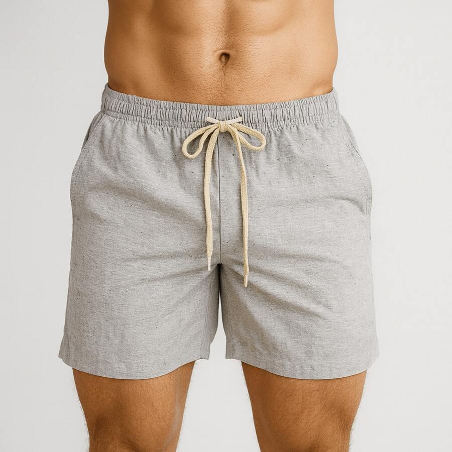 1 Summer Shorts All Regular Fit Pocket Drawstring Tie Beach Daily Holiday Weekend Casual Going Out Carnival Father's Day Spring Picnic Mother's Day New Year Linen Shorts - 灰色 - 查看 1