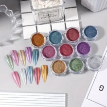 10pcs/Set Christmas Holographic Nail Powder, Rainbow Laser Powder, Rainbow Metallic Mirror Effect Nail Glitter, Create Stunning Nail Art Decor - Multicolor - View 3
