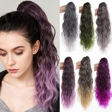 Curly Ponytail Hair Clip, Ombre Wavy Ponytail Hair Extensions, Fluffy & Fashionable Highlights Ponytail Wig - Multicolor - View 4