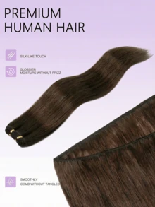 Extensiones de cabello cosidas, cabello humano recto Remy 100%, extensiones de cabello cosidas a mano de doble capa, cabello humano, disfraz de Halloween, esencial para vacaciones, regalo de novia para vacaciones, extensiones de cabello natural, adecuado para todo tipo de cabello, set de trama de cabello suave - Multicolor - Ver 5