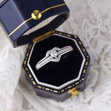 2Pcs Dazzling Women's Fashion Zirconia Heart Ring Set Wedding Band Engagement Party Birthday Anniversary Christmas Gifts For Women Girlfriend Fine Jewelry - 銀色 - 查看 1