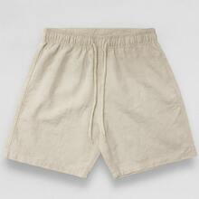 1 Summer Shorts All Regular Fit Pocket Drawstring Tie Beach Daily Holiday Weekend Casual Going Out Carnival Father's Day Spring Picnic Mother's Day New Year Linen Shorts - 米色 - 查看 3