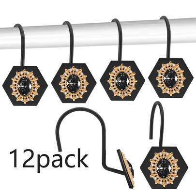 12件套多色钻石挂钩浴帘挂钩套装，坚固耐用。是圣诞老人秘密礼物、节日伴手礼或庆祝活动礼物的完美个性化之选。完美搭配圣诞家居装饰、卧室点缀、玄关收纳、客厅节日布置和衣橱整理需求。