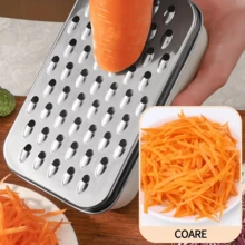 1pc Yellow/Black/White Dual-Sided Durable Vegetable Grater With Storage Box, Practical Kitchen Tool For Potato, Cucumber, Cheese, Fruit Grating And Slicing, Compact Kitchen Chopper, Easy To Clean Anti-Rust Design, Durable Kitchenware, Suitable As Christmas, Halloween, New Year Gift - Multicolor - View 6
