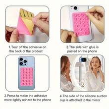 1pc Silicone Suction Cup Phone Stand With 28 Independent Suction Cups, Reusable Double-Sided Holder For Makeup Fitness Shower Car Kitchen, Strong Grip Adhesive-Free Mount Compatible With All Smartphones, Perfect Gift For Birthday Family Friends - Trong suốt một mặt - Xem 2