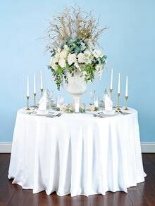 Toalha de mesa redonda de cetim branco, toalha de mesa de tecido liso de cor sólida, adequada para casamentos, festas de aniversário, banquetes, festas de Ano Novo, decoração de casa, decoração de quarto, decoração de mesa de jantar, decoração de restaurante, macia como seda, lavável, ideal para celebrações de fim de ano. - Branco - Ver 5