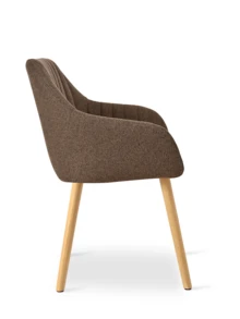 Modern Vertical-Stripe Upholstered Dining Chairs With Armrests And Solid Wood Legs For Dining Room, Kitchen, Living Room - Set Of 2 / Set Of 4 / Set Of 6 - Mocha Brown - Mocha Brown - View 9
