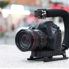 Un Kit Estabilizador De Cámara,Estabilizador de cámara, kit estabilizador portátil para cámara y teléfono móvil, con iluminación y micrófono integrados, compatible con todas las cámaras SLR y videocámaras DV de uso doméstico. - Negro - Ver 11