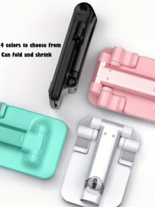 1pc Suporte de Telemóvel Ajustável & Dobrável, Suporte de Secretária Portátil Inclinado, Suporte de Tablet em Plástico Antiderrapante, Sem Necessidade de Bateria - Multicolorido - Ver 9
