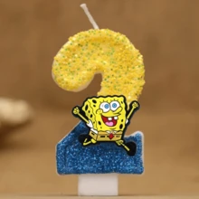 ¡Velas con números del 0 al 9 de Bob Esponja! Suministros lindos para decoración de pasteles de cumpleaños de niños, accesorios de fiesta de dibujos animados y anime - Para niños, ideal para cumpleaños temáticos, decoración de pasteles y recuerdos de fiesta, ¡un éxito para los niños que aman a Bob Esponja! - Multicolor - Ver 3