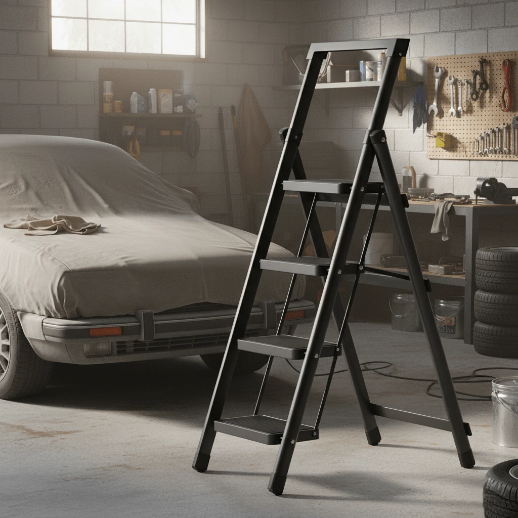 はしご 脚立 折り畳み脚立 踏み台 4段 折り畳みはしご 脚立 ペダルすり止めつき 掃除 コンパクト 折り畳み式で収納 安全 頑丈 滑りにくい 組み立て不要 持ち運び簡単 ホワイト