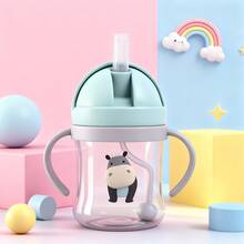 1 pieza Taza con pajita anti-atragantamiento de 250ml/8.45oz, Botella de agua con bola de gravedad para niños de 1+ año, Nueva taza de entrenamiento, Material de PC, a prueba de fugas y anti-caída, Bebida de 360°, Botella de agua de entrenamiento de crecimiento - Multicolor - Ver 16