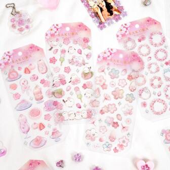 1 Sakura Crystal Candy Cartoon Sticker, Party Gift And DIY Craft, Room Decoration | Themed Sticker | Plastic Sticker, Party Decoration | Exquisitely Designed, No Power Required, Perfect Choice For Holiday Gifts, Birthday Presents, Party Favours, Christmas, Easter, Thanksgiving, And Graduation Gifts.