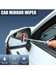 1pc Multi-Functional Car Rear View Mirror Extendable Windshield Wiper, Rain Scraper, Windshield Cleaning Brush,Maximum Scalability Up To 98cm - Multicolor - View 1