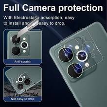 Set de 4 piezas aplicable para Realme GT 7/GT 7 Pro, protector de pantalla de vidrio templado curvo ultra claro, protector de lente de cámara ultra claro 3D, almohadilla protectora, funda protectora, protector de lente de cámara de cobertura completa, fácil instalación, protector de pantalla con borde negro de seda para Realme GT 7T - transparente - Ver 10