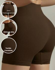 Women's High-Waisted Seamless Ribbed Leggings For Fitness, Gym, And Workout - Premium Style - 藏蓝色 - 查看 4