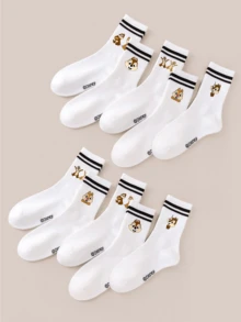 Disney 1/5/10 Pairs Women's Chip 'n' Dale Cartoon Mid-Calf Socks Squirrel Cartoon Socks White Based Soft Elastic Fit Retro Sport Style Women's Socks Easter/Summer/Women's Socks/White Socks Black Double Stripe Long Socks Holiday Limited Cute Cartoon Fun Mid-Calf Socks Simple Versatile Gift Socks Girly Student Sport Long Socks. Pride Month, Labor Day, Children's Day - Multicolor - View 8