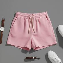 1 Summer Shorts All Regular Fit Pocket Drawstring Tie Beach Daily Holiday Weekend Casual Going Out Carnival Father's Day Spring Picnic Mother's Day New Year Linen Shorts - 淺粉色 - 查看 3