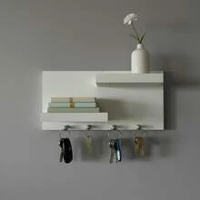 Porta Chaves Com Prateleiras Branco - Branco - Visão 3