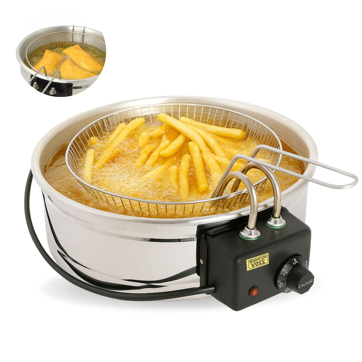Industrial Electric Fryer 05 Liters 220v Stainless Steel Round Pot - 查看 1