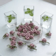 50个涤纶花朵装饰品，适用于婚礼和派对场合 - 粉色 - 查看 11